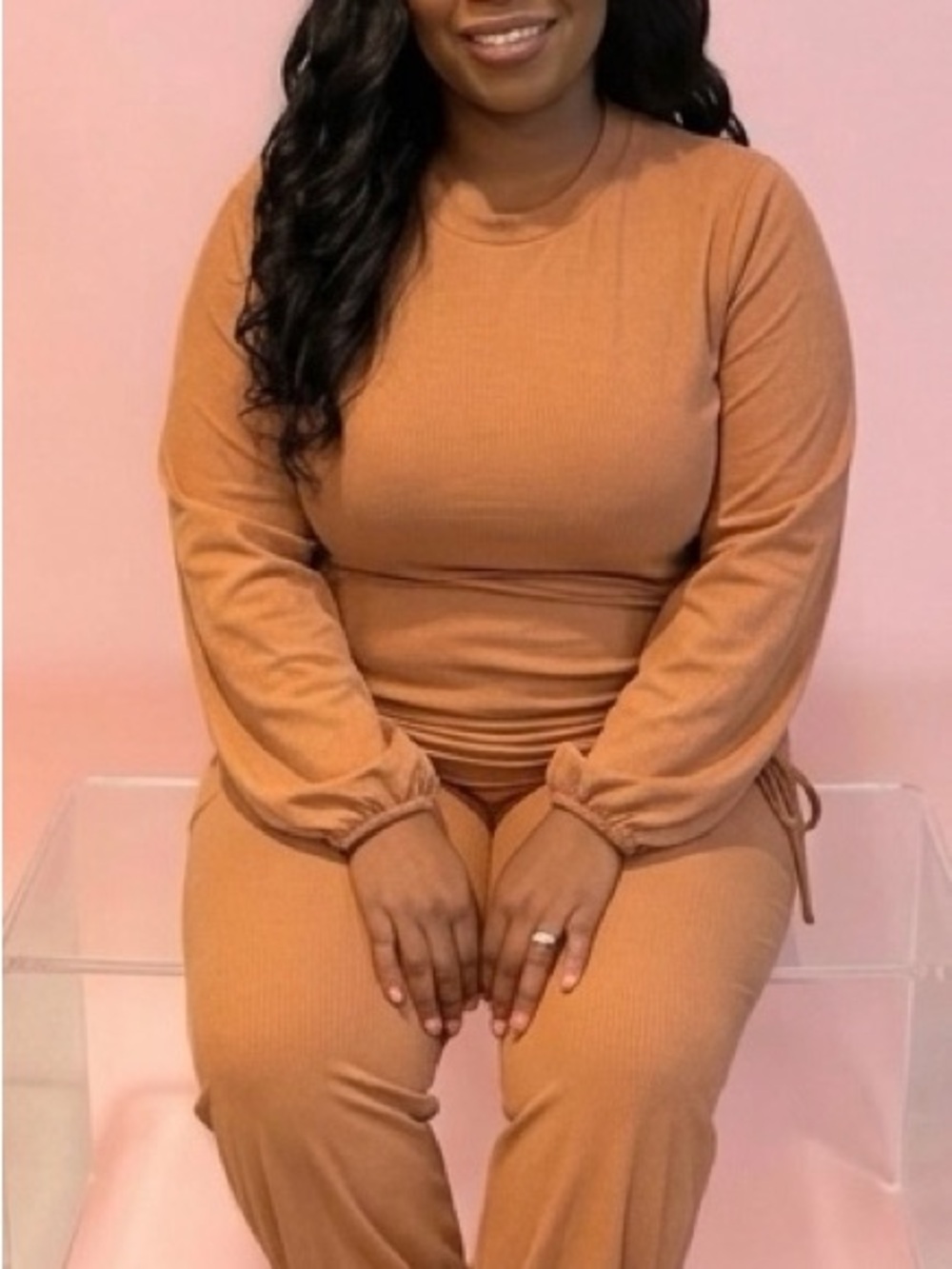Everyday Ribbed Lounge Set - Camel - Picture 2 of 3